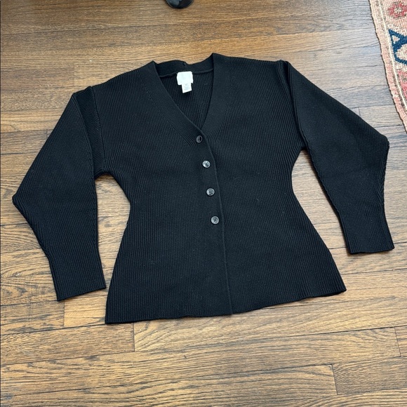 H&M Black Ribbed V-Neck Cardigan - Picture 2 of 5